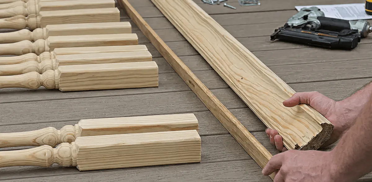 Handrail installation materials and wood components for stair rail work in Cedar Rapids, IA